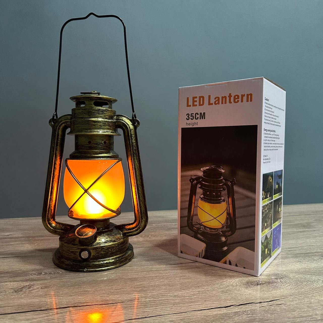 FANOUS LANTERNE CAMPING LELLA BAYA DECORE FLAME 35CM LAMPE LED AVEC BATTERY RECHARGEABLE BRONZE